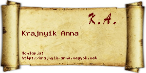 Krajnyik Anna névjegykártya